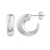 STERLING SILVER GRADUATED OPEN HOOP EARRINGS