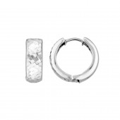 STERLING SILVER DIAMOND CUT HOOP EARRINGS