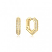 STERLING SILVER GOLD PLATED SPARKLING HUGGIE HOOP EARRINGS