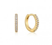STERLING SILVER GOLD PLATED GOLD SMOOTH HUGGIE HOOP EARRINGS