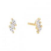 STERLING SILVER GOLD PLATED TRIPLE MARQUISE STUD EARRINGS