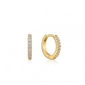 STERLING SILVER GOLD PLATED SPARKLE HUGGIE HOOP EARRINGS