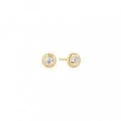 STERLING SILVER GOLD PLATED TEXTURED BEZEL SET STUD EARRINGS