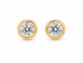 STERLING SILVER GOLD PLATED 4MM CZ BEZEL SET STUD EARRINGS