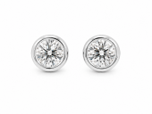 STERLING SILVER 5MM BEZEL SET CZ STUD EARRINGS
