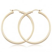 14K YELLOW GOLD 2X40MM SQUARE TUBE HOOP EARRINGS