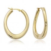 14K YELLOW GOLD MEDIUM OFF SET U SHAPE LOOP EARRINGS