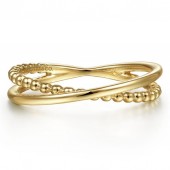 14K YELLOW GOLD BUJUKAN CRISS CROSS RING