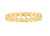 14K YELLOW GOLD FLAT OVAL BEADED BAND RING
