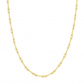 14K YELLOW GOLD HOLLOW BAR OVAL LINK BRACELET