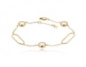 14K YELLOW GOLD OVAL AND BEAD BRACELET