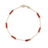14K YELLOW GOLD CORAL BAR STATION BRACELET