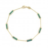 14K YELLOW GOLD MALACHITE BAR STATION BRACELET