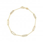 14K YELLOW GOLD MOTHER OF PEARL STATION BRACELET