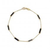 14K YELLOW GOLD ONYX BAR STATION NECKLACE