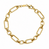 14K YELLOW GOLD ALTERNATING OVAL LINK BRACELET