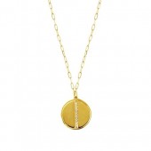 14K Yellow Gold 0.10 Ctw Diamond Medallion Necklace
