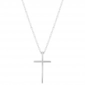 14K White Gold Wedge Cross Necklace