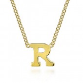 14K Yellow Gold R Initial Necklace