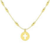 14K YELLOW GOLD CUTOUT CROSS PENDANT