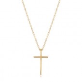 14K YELLOW GOLD SMALL WEDGE CROSS NECKLACE