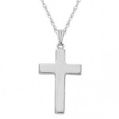 14K WHITE GOLD POLISHED CROSS