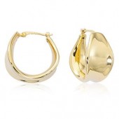 14K YELLOW GOLD MEDIUM GRADUATED PLAIN HOOP EARRINGS