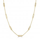 14K YELLOW GOLD MOTHER OF PEARL STATION BAR NECKLACE