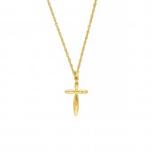 14K YELLOW GOLD CROSS PENDANT NECKLACE