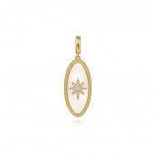 14K YELLOW GOLD DIAMOND & MOTHER OF PEARL OVAL PENDANT