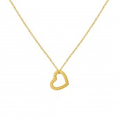 14K YELLOW GOLD TWIST HEART ADJUSTABLE NECKLACE