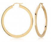 14K YELLOW GOLD FLAT HOOP EARRINGS 30MM