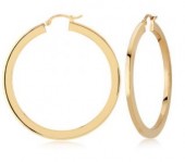 14K Yellow Gold 40Mm Flat Hoop Earrings