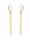 14K YELLOW GOLD LONG SQUARE COLUMN DROP EARRINGS