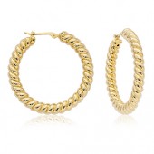 14K Yellow Gold Large Twisted Hoop Earrings