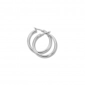14K WHITE GOLD TUBE HOOP EARRINGS 31MM