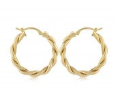14K TWIST HOOP EARRINGS 1.5X30MM