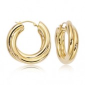 14K YELLOW GOLD MEDIUM TRIPLE TWIST HOOP EARRINGS