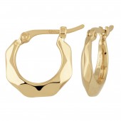 14K YELLOW GOLD DIAMOND CUT HOOP EARRINGS