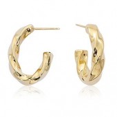 14K YELLOW GOLD SMALL TWISTED OVAL HOOP WITH POST EARRING