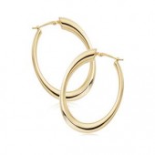 14K YELLOW GOLD SMALL OVAL HOOP EARRINGS