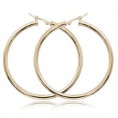 14K YELLOW GOLD HOOP EARRINGS 4X40MM