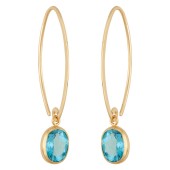 14K YELLOW GOLD SWEEP BLUE TOPAZ DROP EARRINGS