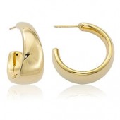 14K YELLOW GOLD TAPERED HOOP POST EARRINGS