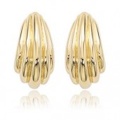 14K YELLOW GOLD RIBBED J HOOP EARRINGS