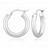 14K WHITE GOLD SQUARE TUBE LOOP EARRINGS