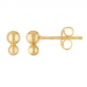 14K YELLOW GOLD DOUBLE BALL STUD EARRINGS