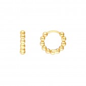 14K YELLOW GOLD SMALL BEADED ROUND HOOP EARRINGS