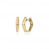 14K YELLOW GOLD GEOMETRIC HUGGIE EARRINGS