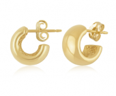14K YELLOW GOLD 10MM WIDE HUGGIE EARRINGS